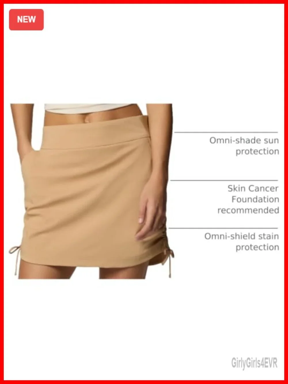 Columbia All Seasons Ruched Skort with Built-in Shorts, Stretch Polyester Blend